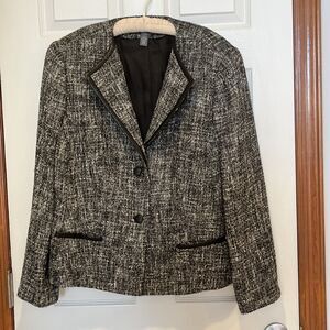 NWOT Kate Hill Women’s Blazer Black and White Tweed Cotton Blend Size 18W